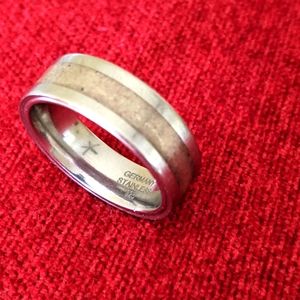 🇩🇪 GERMAN SS & 925 STERLING SILVER INLAY FLAT MAN'S BAND